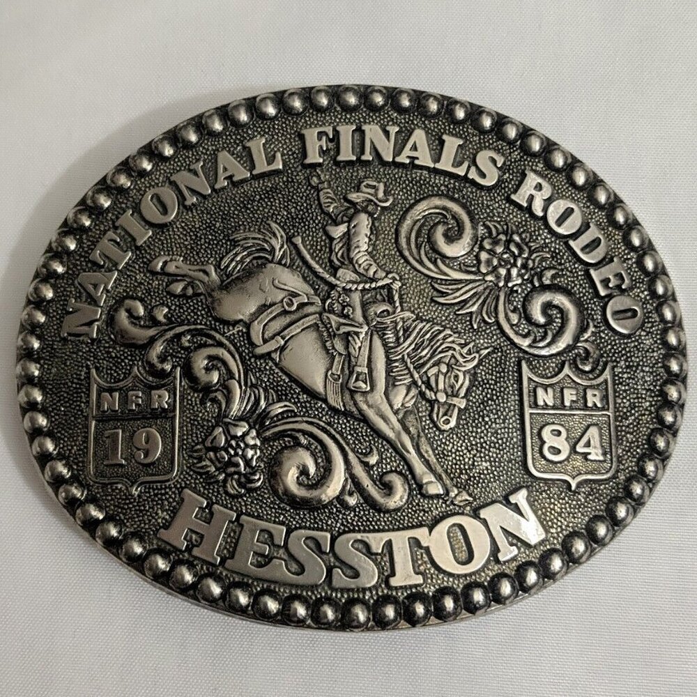 Vintage National Finals Rodeo Hesston 1984 NFR Cowboy Buckle